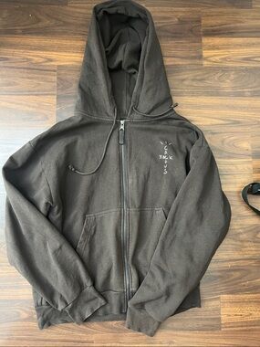 Brown  Zip-Up Hoodie Sweatshirt - Casual Everyday Pullover